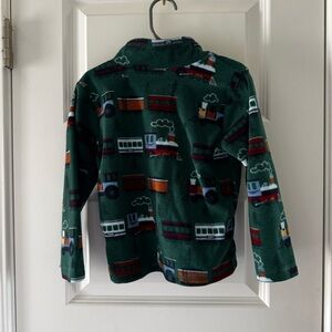 Green Train Pattern Fleece Jacket